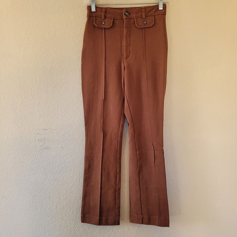 Everlane Brown The Work It Ponte Knit High Rise Pants Sz 4 Front Seam Kick Flare
